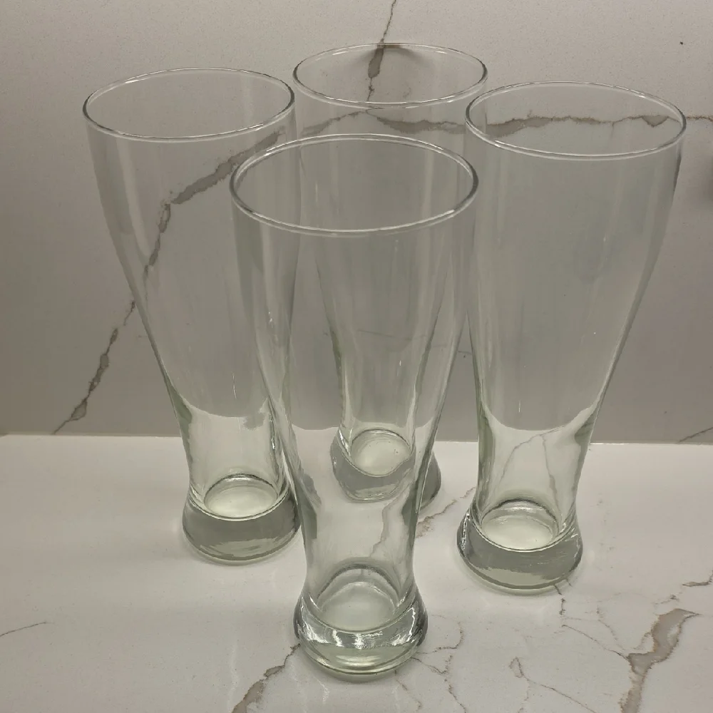 Tall Beer Glasses  - Clear Glass Beer Tumblers Set Of 4